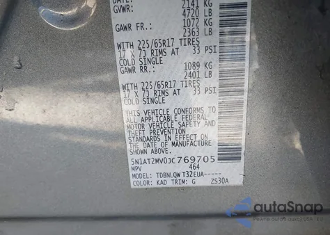 2018 Nissan Rogue Sv from USA, damaged, VIN 5N1AT2MV0JC769705